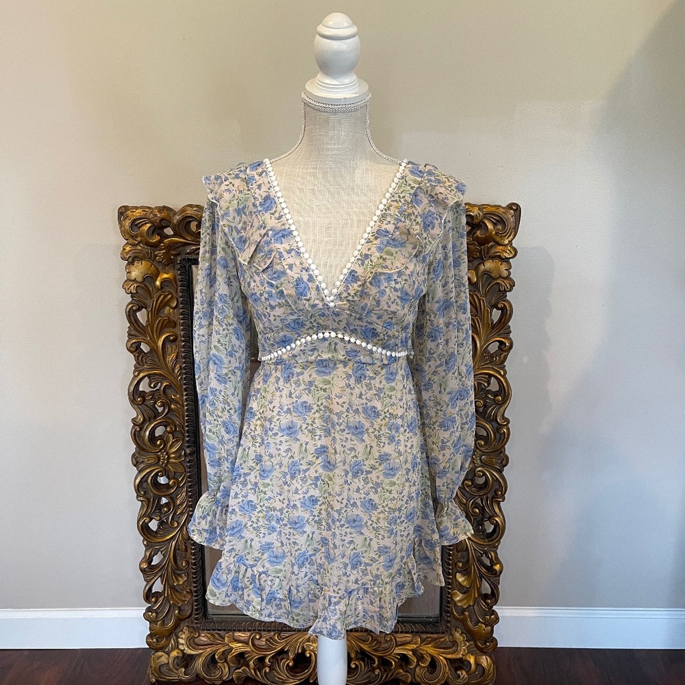 Ruby Sees  Floral Blue/White Dress Ladies Size 6